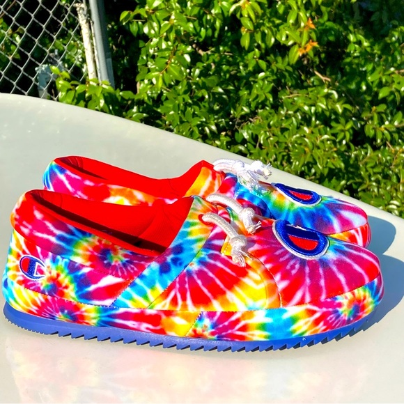 Champion Tie Dye Rainbow Hoodie Slippers Size 7Y - Picture 5 of 17
